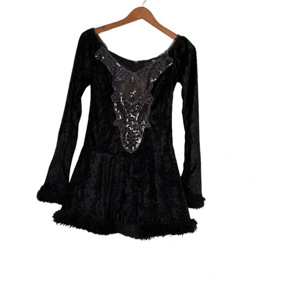 Dream Girl Dress Halloween Sz S Black Crush Velvet Whimsigoth Grunge Witch - Picture 1 of 9